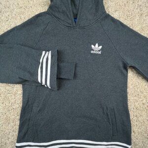 Adidas Youth Gray Hoodie Long Sleeve Pullover w Pockets, Logo Size 13-14